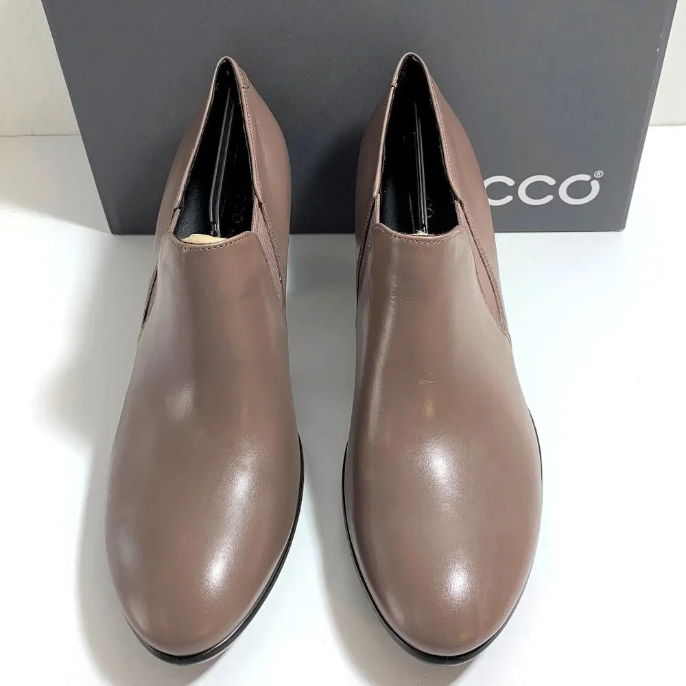 Ecco Shape 55 Plateau Stack Boots Leather Heels Booties Brown Size 40 US 9 - 9.5